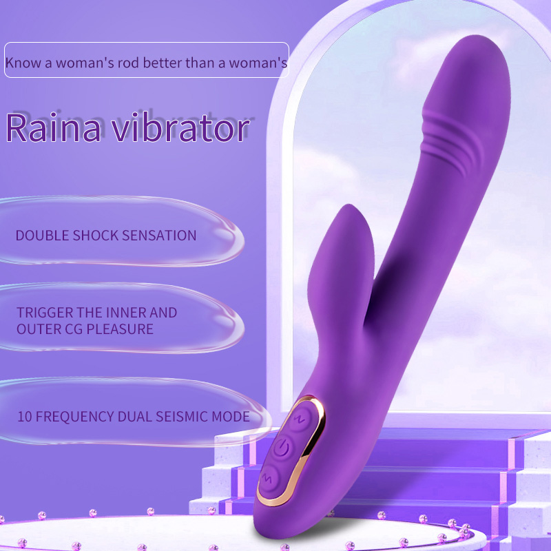 G Spot Rabbit Vibrator Clitoris Hierontalaite naisille Purppura